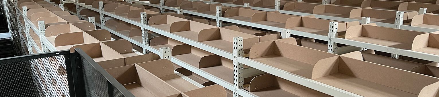 Shelving system rack in a warehouse