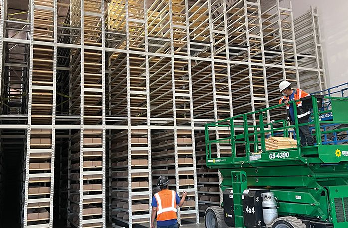 Shelving system rack based storage lumber supports