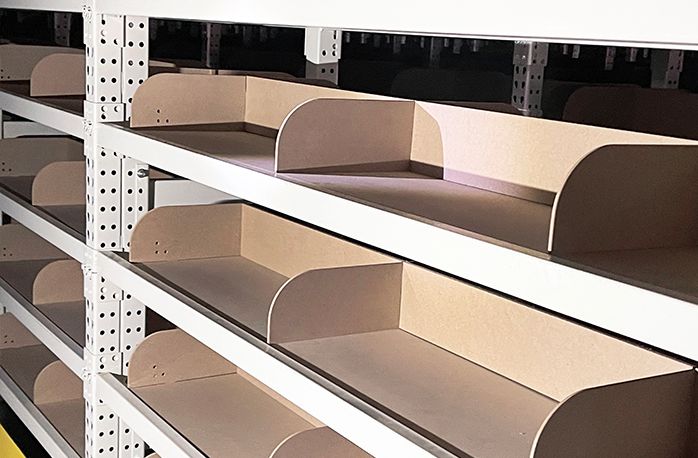 Shelving system rack based storage up close dividers